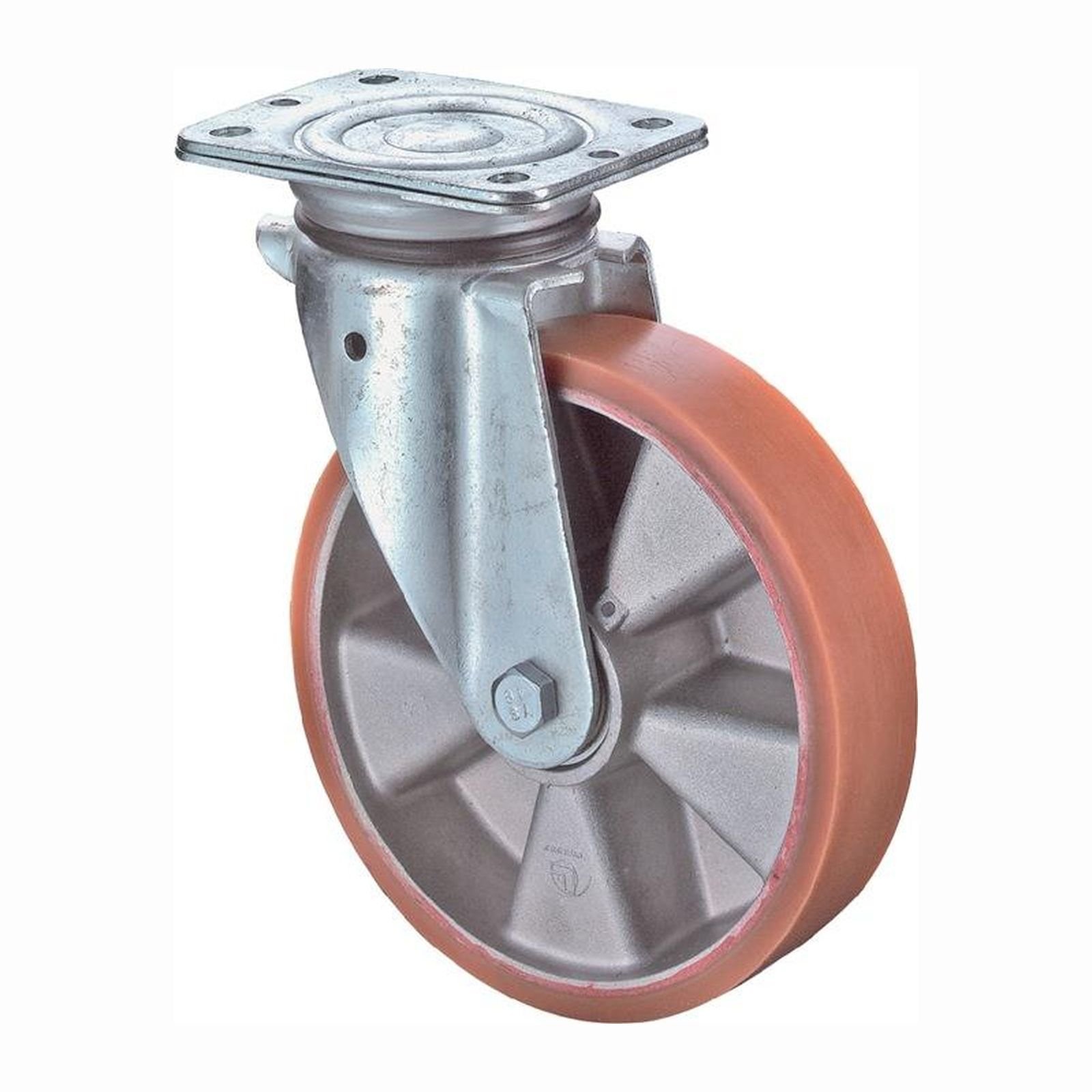 BS Rollen Lenkrolle mit Anschraubplatte Guß-Polyurethanbandage Kugellager