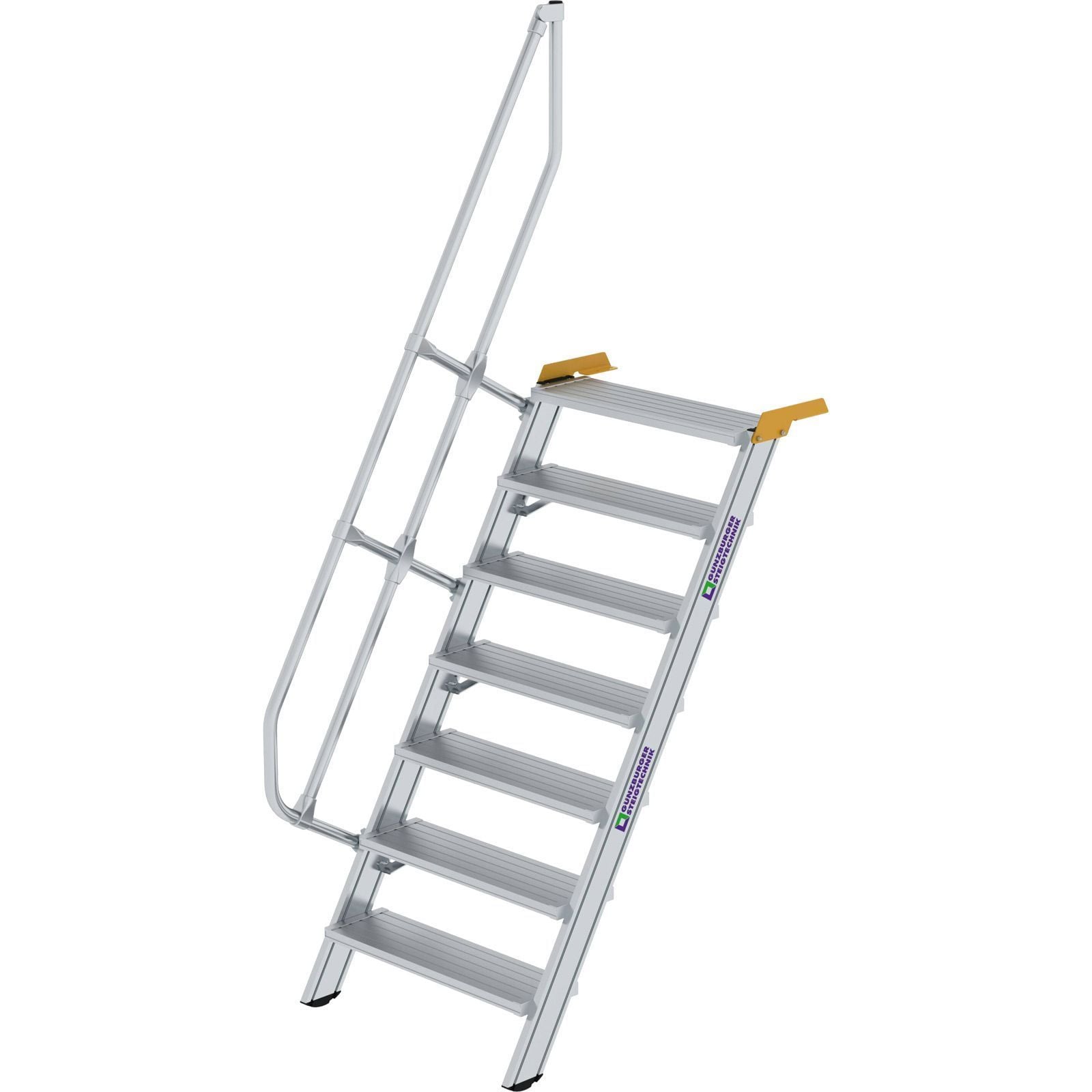 Günzburger Steigtechnik Treppe 60° Stufenbreite 800 mm 7 Stufen Aluminium geriffelt - 600227