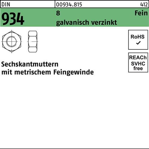 Sechskantmutter DIN 934 M30x 1,5 8 galv.verz. 1 Stück