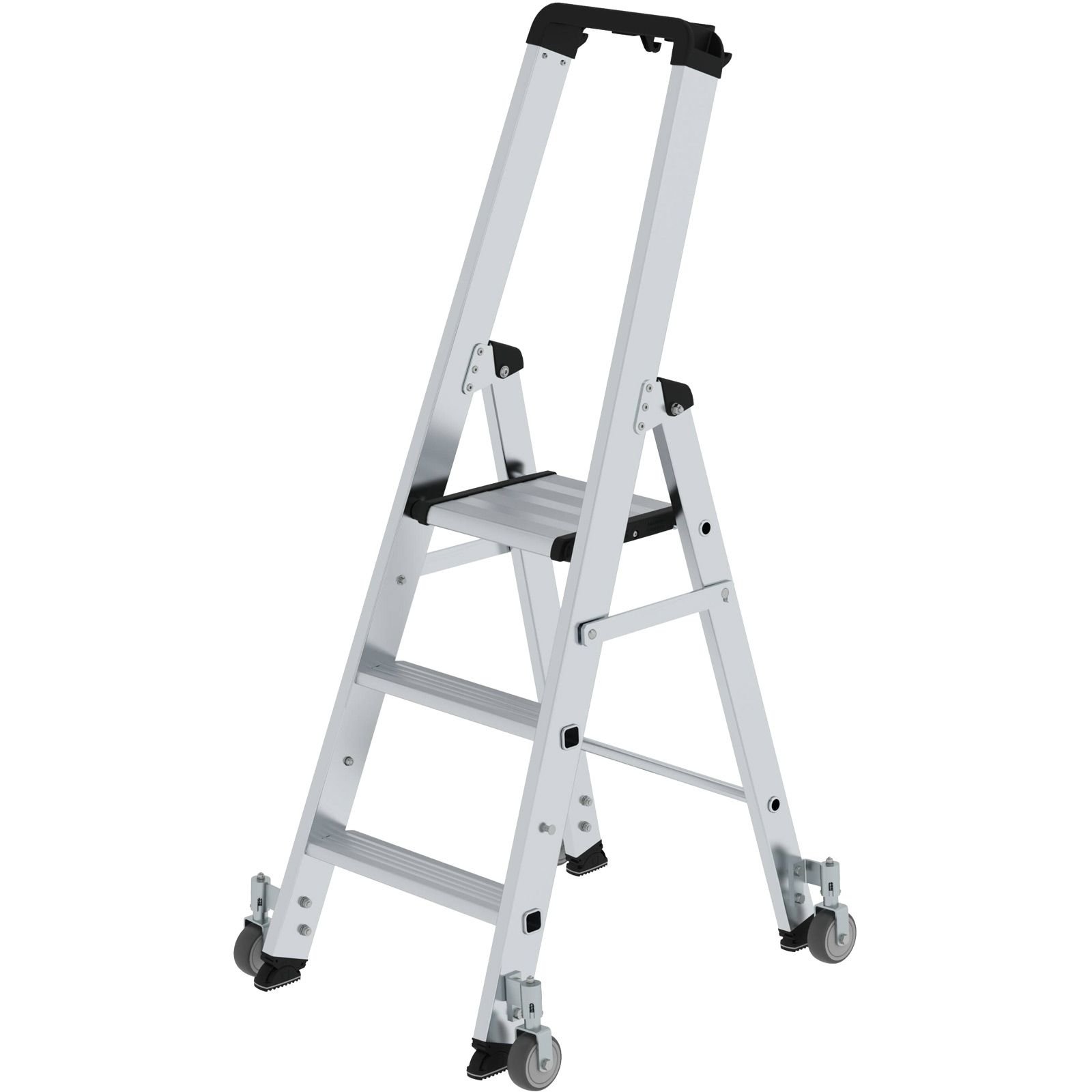 Günzburger Steigtechnik Stufen-Stehleiter einseitig begehbar Rollen