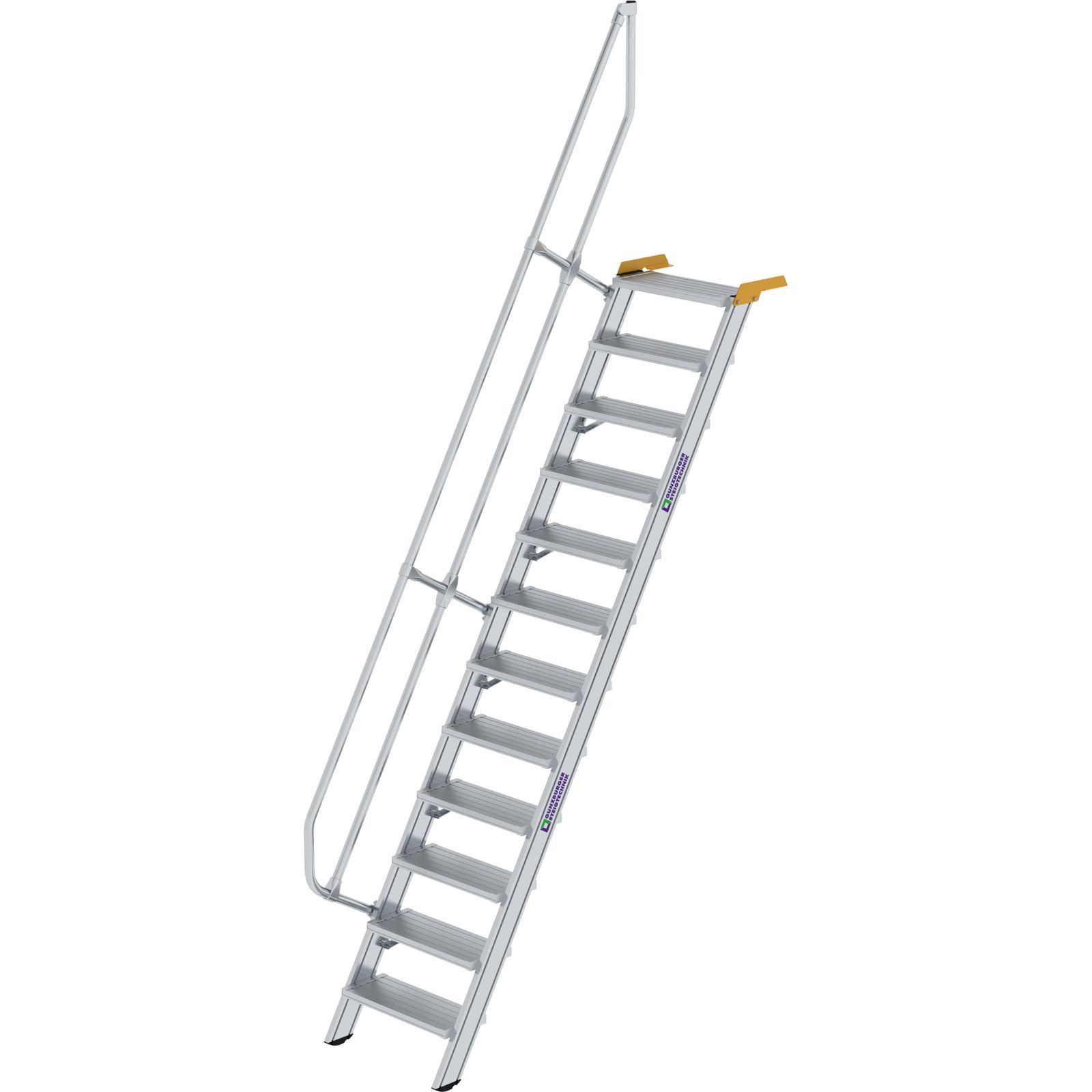 Günzburger Steigtechnik Treppe 60° Stufenbreite 600 mm 12 Stufen Aluminium geriffelt - 600212