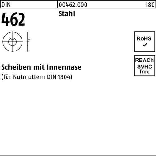 Scheibe DIN 462 m.Innennase 8 Stahl 100 Stück