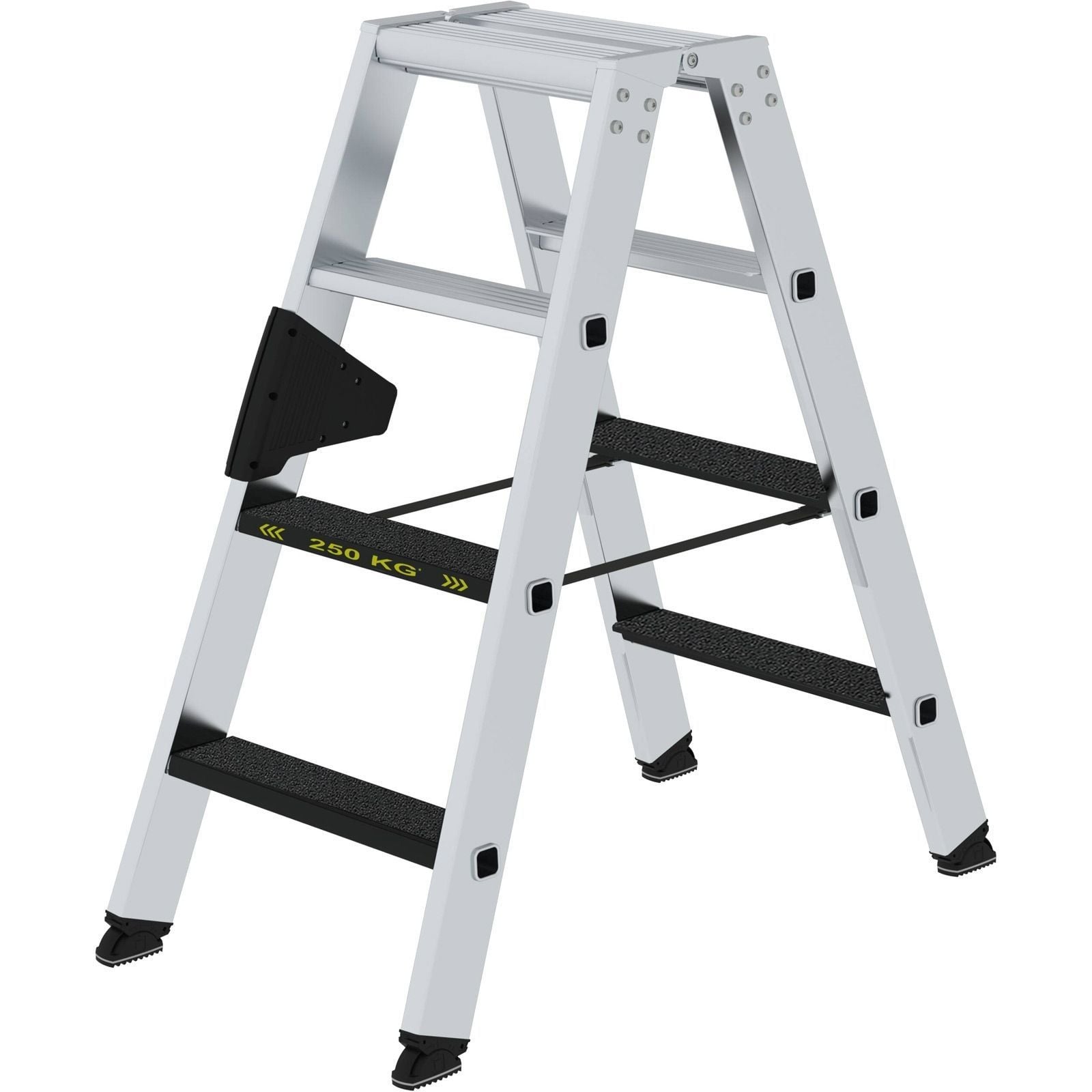 Günzburger Steigtechnik Stufen-Stehleiter 250 kg beidseitig begehbar mit clip-step R13 2 x 4 Stufen - 043804