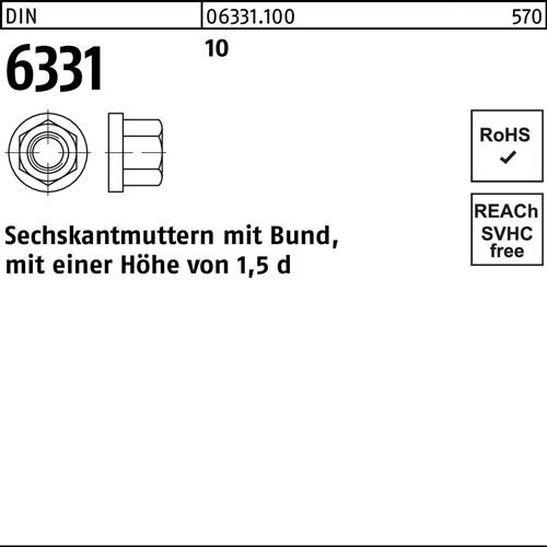 Sechskantmutter DIN 6331 Bund M36 SW 55 10 1 Stück