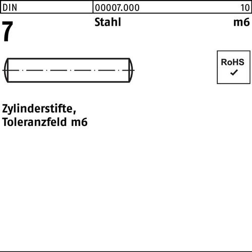 Zylinderstift DIN 7 1 m6x 3 Stahl 1000 Stück