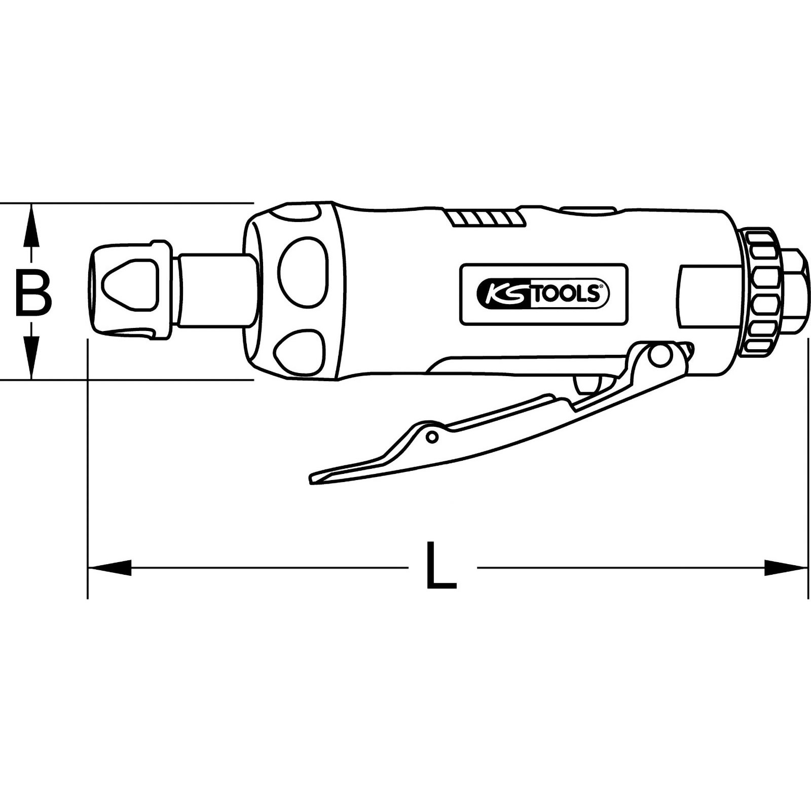 KS TOOLS SlimPOWER Mini-Druckluft-Stabschleifer gerade - 515.5530