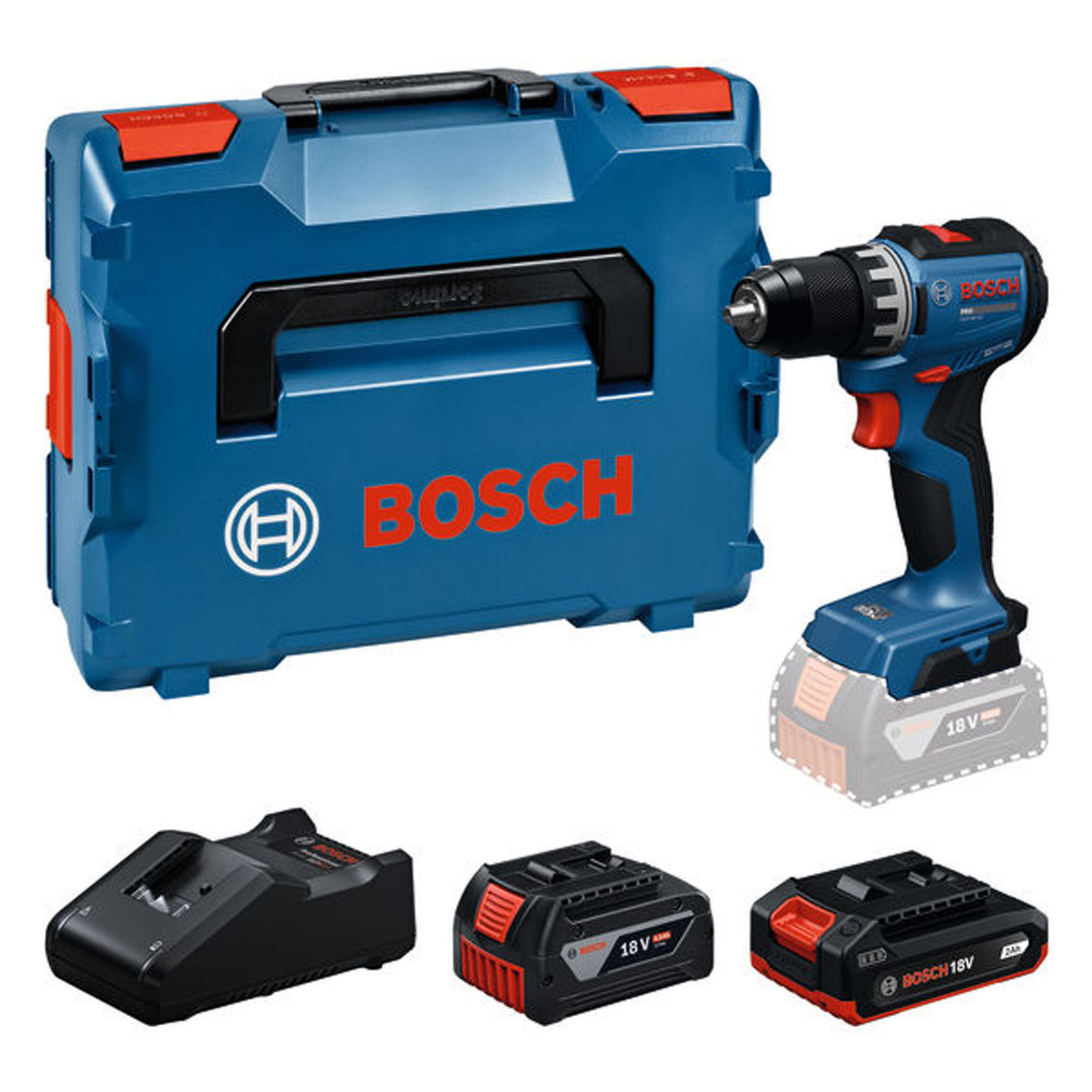 Bosch Akku-Bohrschrauber GSR18V-52 / 1x Akku GBA 18V 4.0Ah / 1x Akku GBA 18V 2.0Ah in L-BOXX - 06019S0024