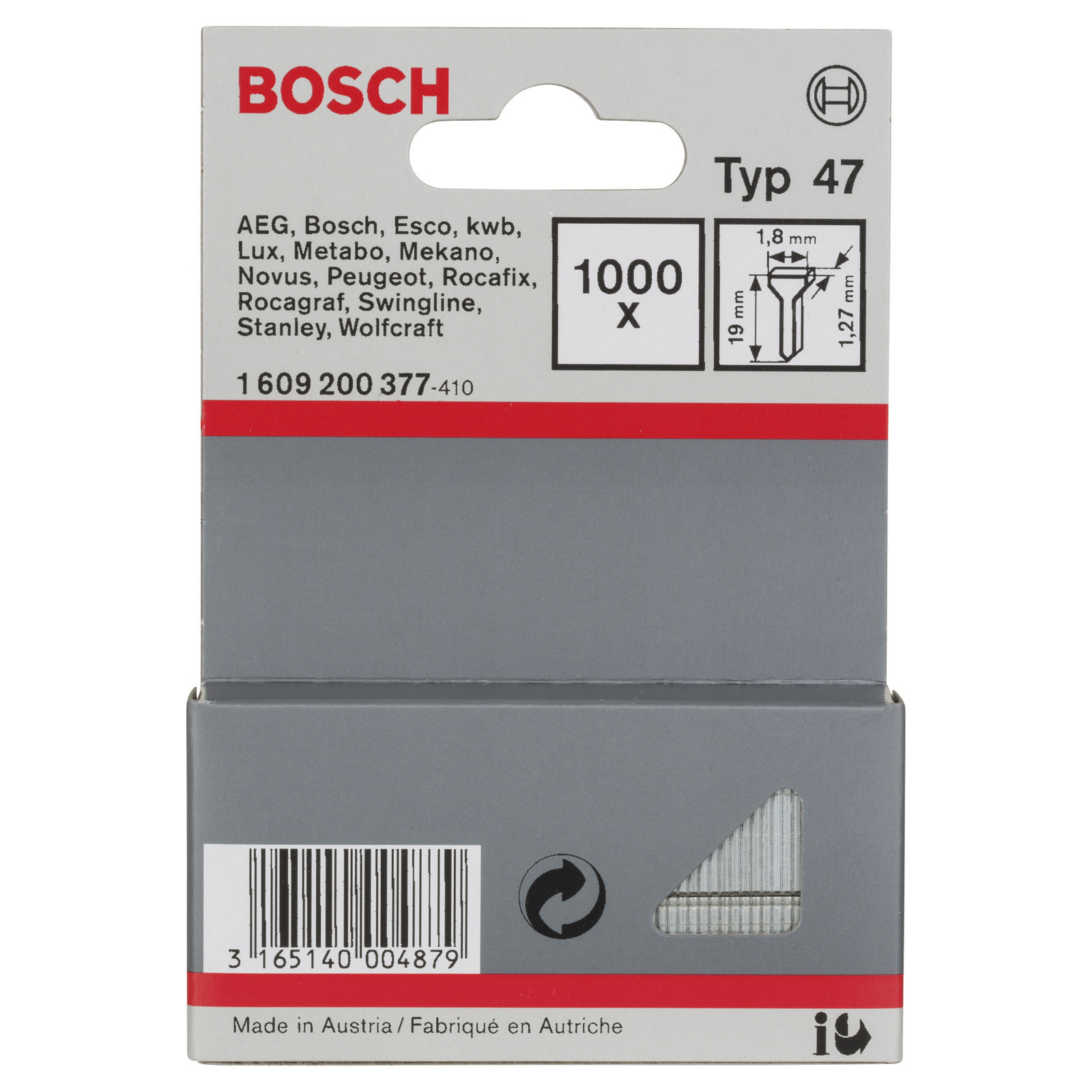 Bosch 1.000x Nagel Typ 47 1,8 x 1,27 x 19 mm - 1609200377