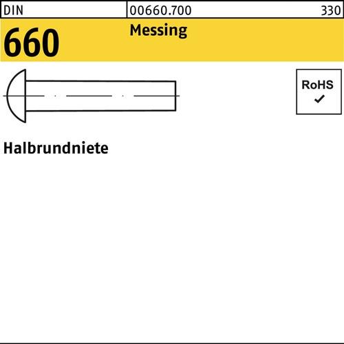 Halbrundniete DIN 660 3x 4 Messing 1000 Stück