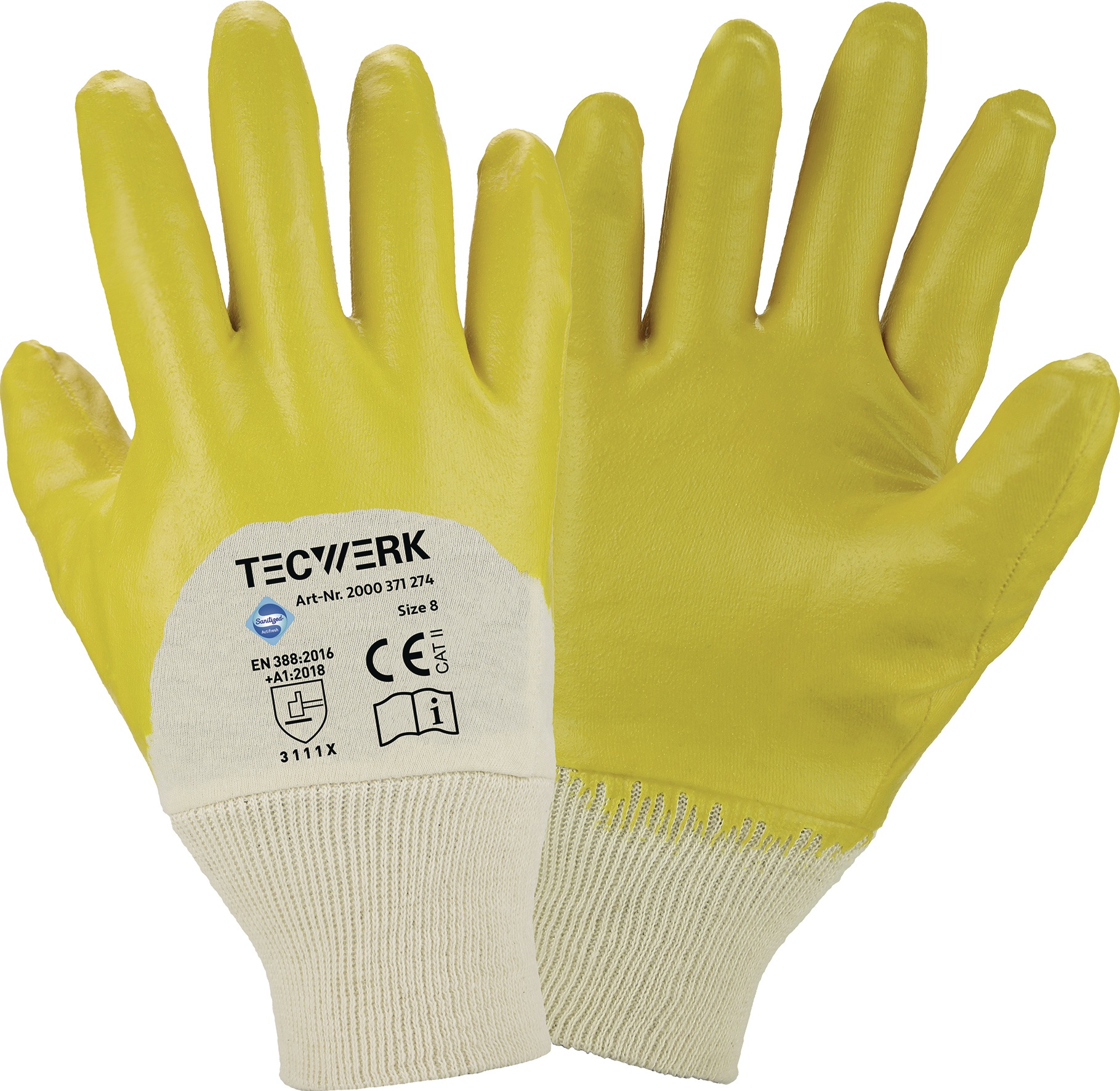 Handschuhe Ems Gr.8 gelb besonders hochwertige Nitrilbeschichtung TW