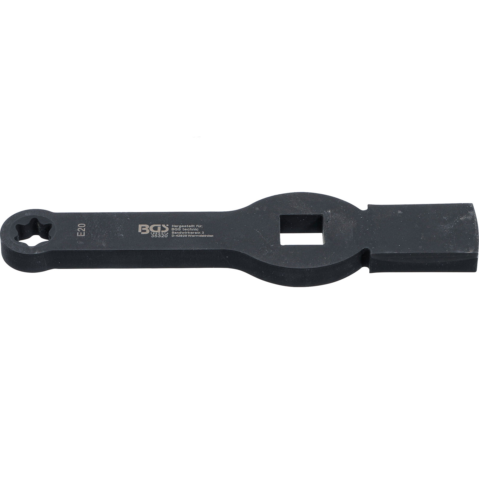 BGS Schlag-Ringschlüssel E-Profil (für Torx) mit 2 Schlagflächen SW E20 - 35320