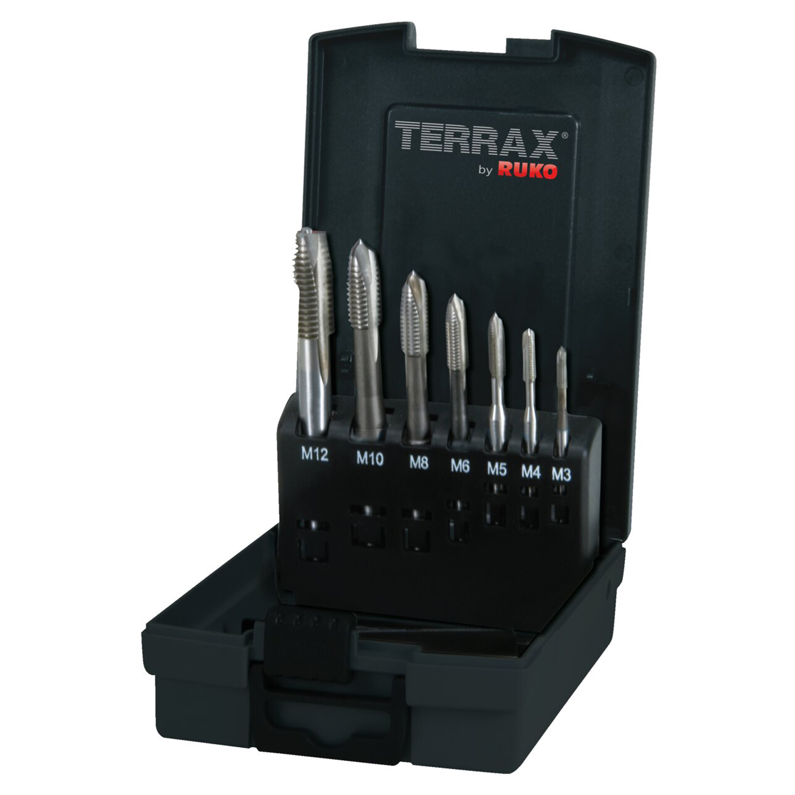 TERRAX by RUKO Maschinengewindebohrer-Satz HSSE-Co 5 Form B - 7 tlg. (Kassette Kunststoff) - A245057ETX