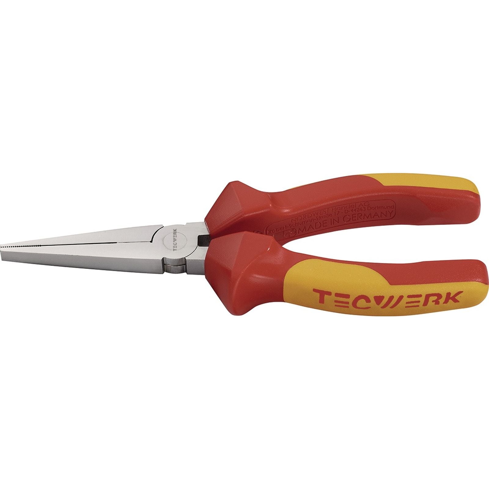 Langbeckzange Gesamt-L.160mm Zange verchr.lang,fl.VDE Mehrkomp.-Hüllen TECWERK