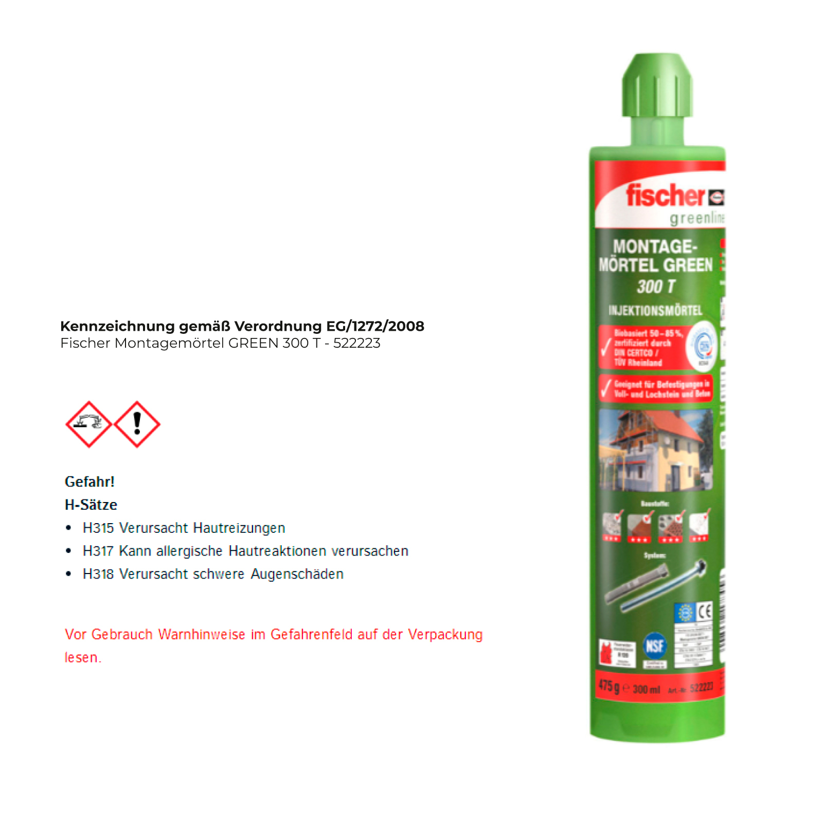 Fischer Montagemörtel GREEN 300 T - 522223