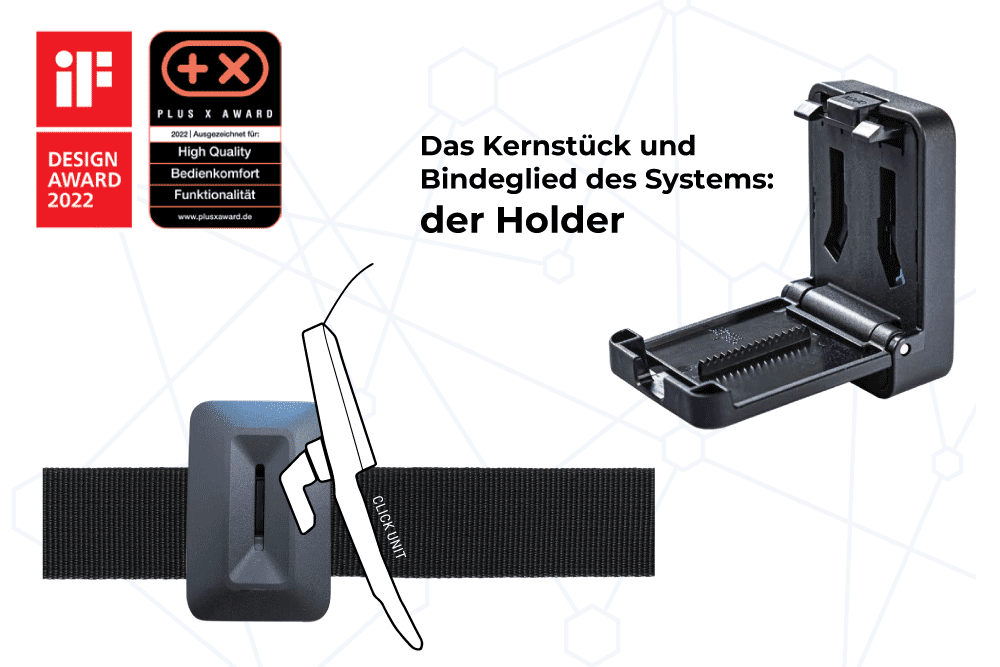 bs systems ProClick Holder als Kernstück des Systems mit IF Design Award und Plus X Award ausgezeichnet