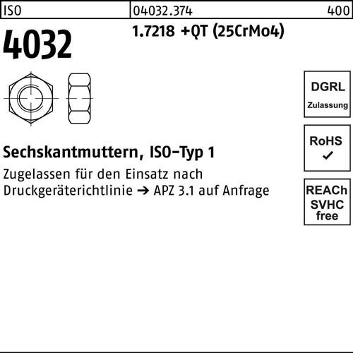 Sechskantmutter ISO 4032 M33 1.7218 +QT (25CrMo4) 10 Stück