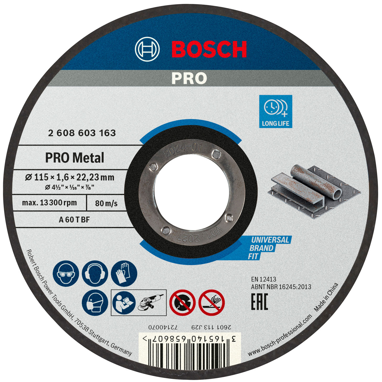 Bosch PRO Metal Trennscheibe 115 x 1,6 x 22,23 mm - 2608603163