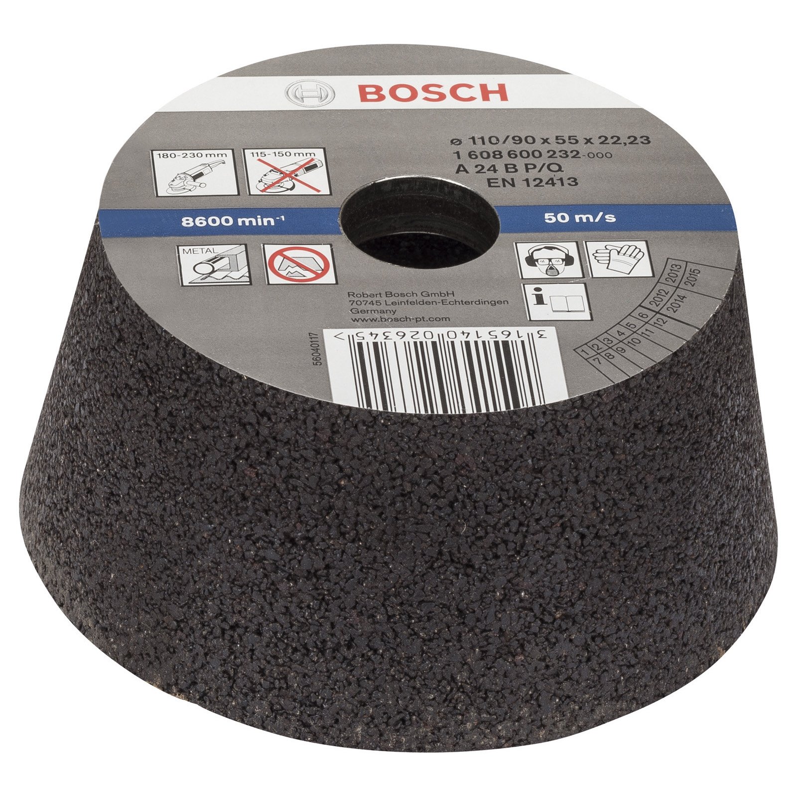 Bosch Schleiftopf, konisch-Metall/Guss 90 mm, 110 mm, 55 mm, 24 -1608600232