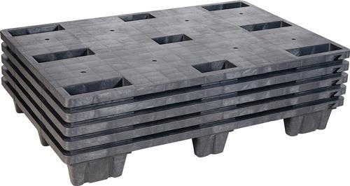 Kunststoffpalette L1200xB800xH140mm 9 Füße geschl.PE/PP-Recycling Mix KIGANESTO