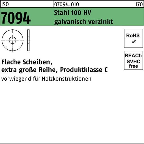 Unterlegscheibe ISO 7094 22 Stahl 100 HV galv.verz. 50 Stück