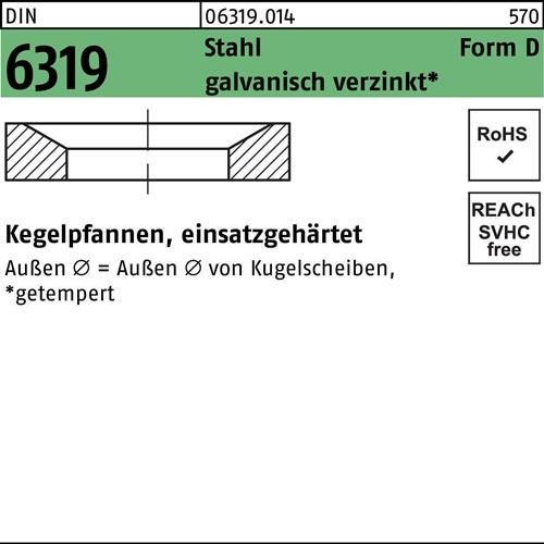 Kegelpfanne DIN 6319 Form D D 35 x56x12 Stahl galvanisch verzinkt 10 Stück