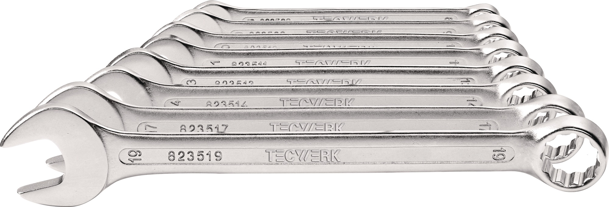 Ringmaulschlüsselsatz 8-tlg.SW 8-19mm Form A CV-Stahl TECWERK