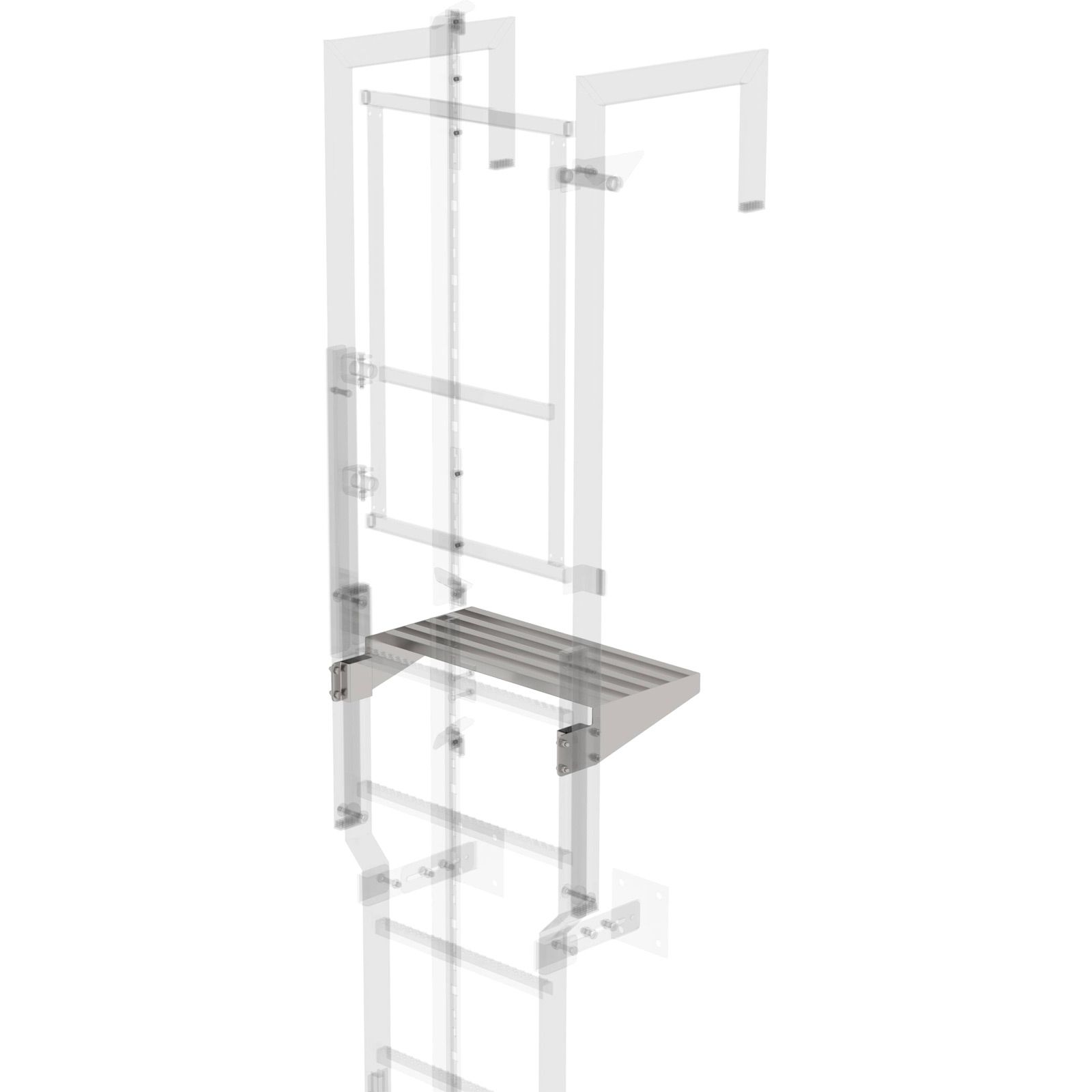 Günzburger Steigtechnik Ausstiegstritt Edelstahl 620 mm Spaltmaß 300 mm - 068975