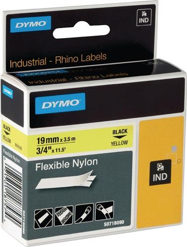 Dymo Schriftband Bandbreite 19 mm Bandlänge 3,5 m schwarz auf gelb Nylonband - 18491