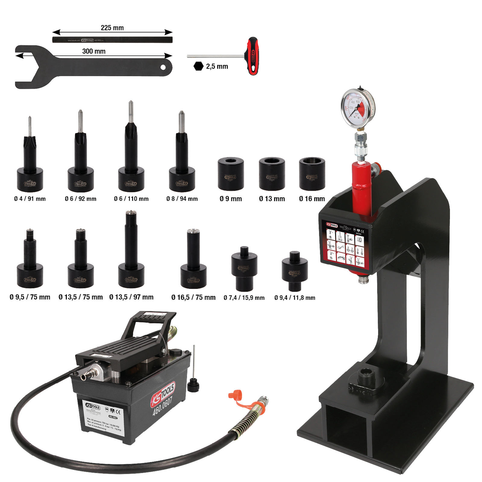 KS TOOLS Lufthydraulisches Nietgerät 19tlg. - 460.0605