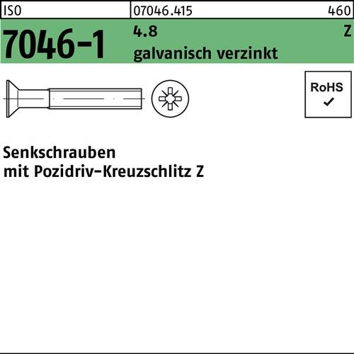 Senkschraube ISO 7046-1 PZ M6x30-Z 4.8 galv.verz. 500St.