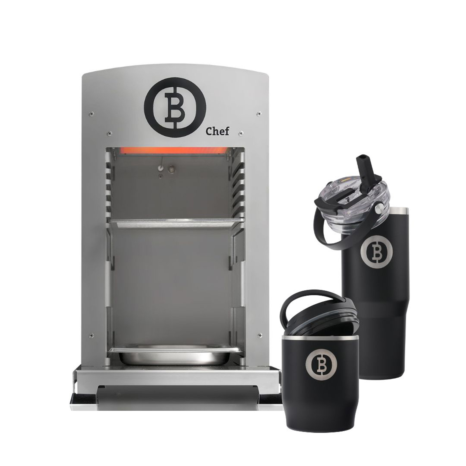 BEEFER One CHEF DE/AT 50 mbar Propan 800°C Oberhitzegrill mit Thermobecher & Thermobehälter im Set - 1110025-Set1