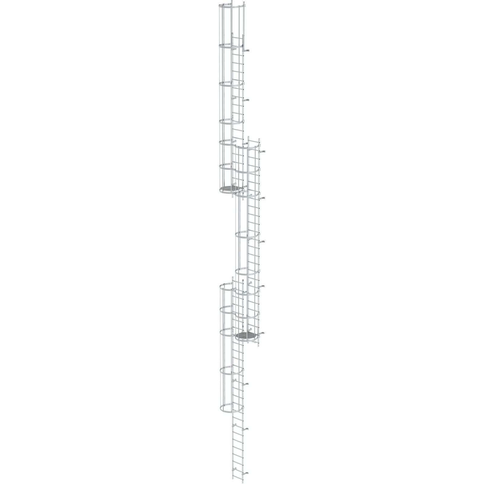 Günzburger Steigtechnik mehrzügige Steigleiter mit Rückenschutz (Notleiter) Aluminium blank 17,16 m - 510255
