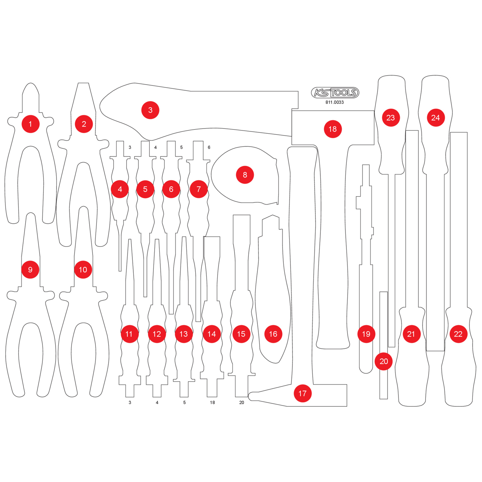 KS TOOLS leere Schaumstoffeinlage zu 811.0033 - 811.0033-97