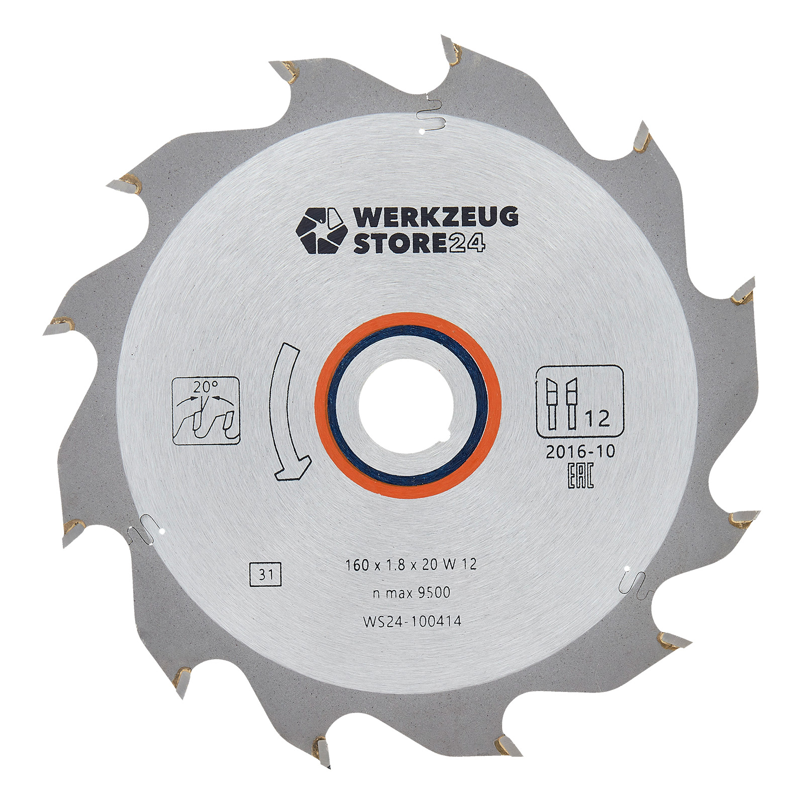 WS24 HM-Kreissägeblatt Holz 160 x 1,8 x 20 WZ 12 - WS24-100414