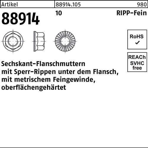 Sechskantflanschmutter R 88914 Sperr-Ripp M14x 1,5 10 100 Stück