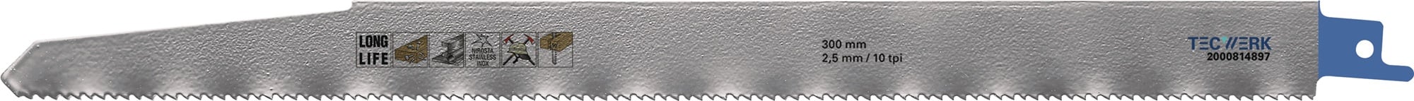 Säbelsägeblatt L.300mm B.22mm TPI 10 2,5mm 3 St./Karte TW