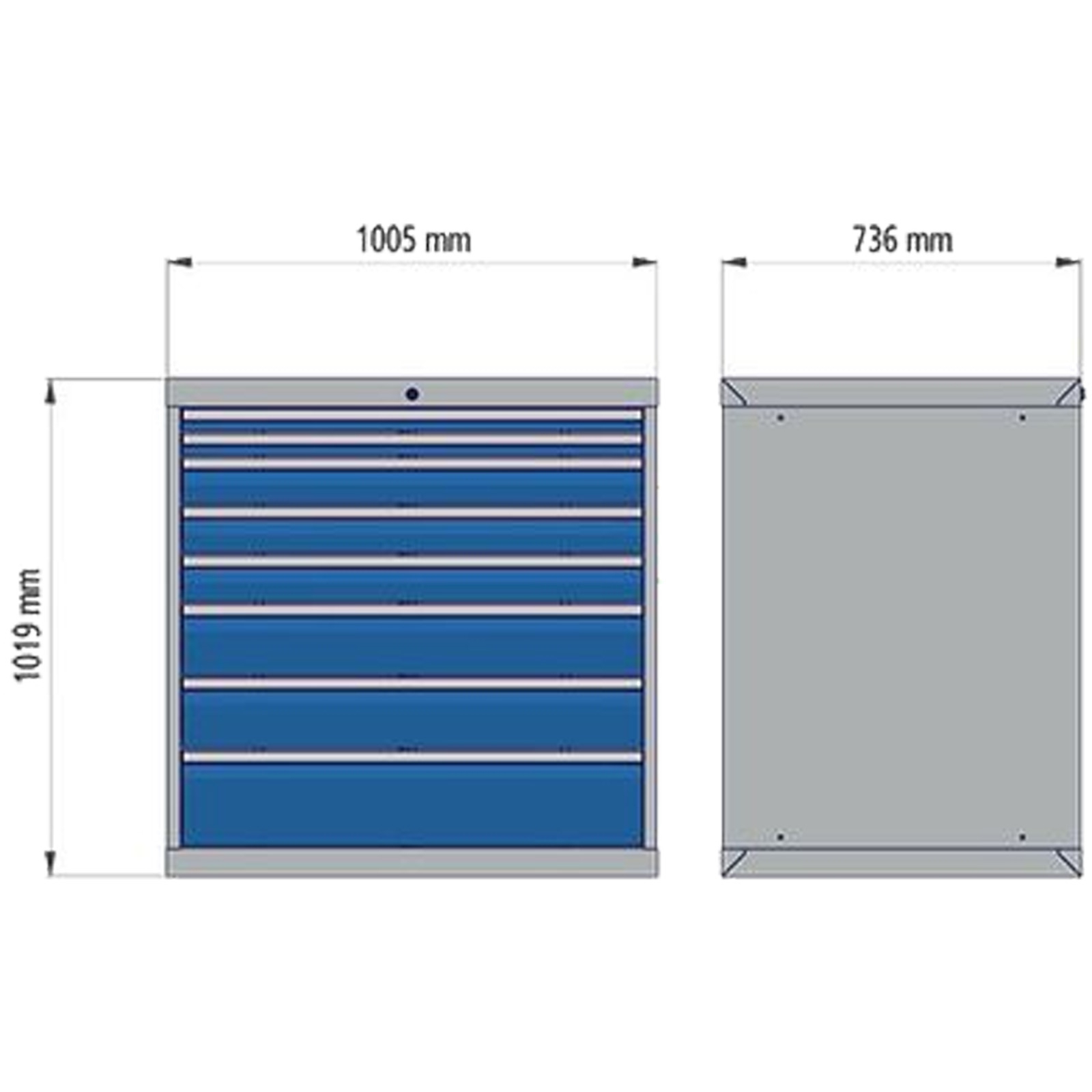 Bedrunka+Hirth Schubladenschrank Tiefe 736 mm R 24-24 6x Schublade BxTxH 705x736x 1.019 mm - 700/1131V10A