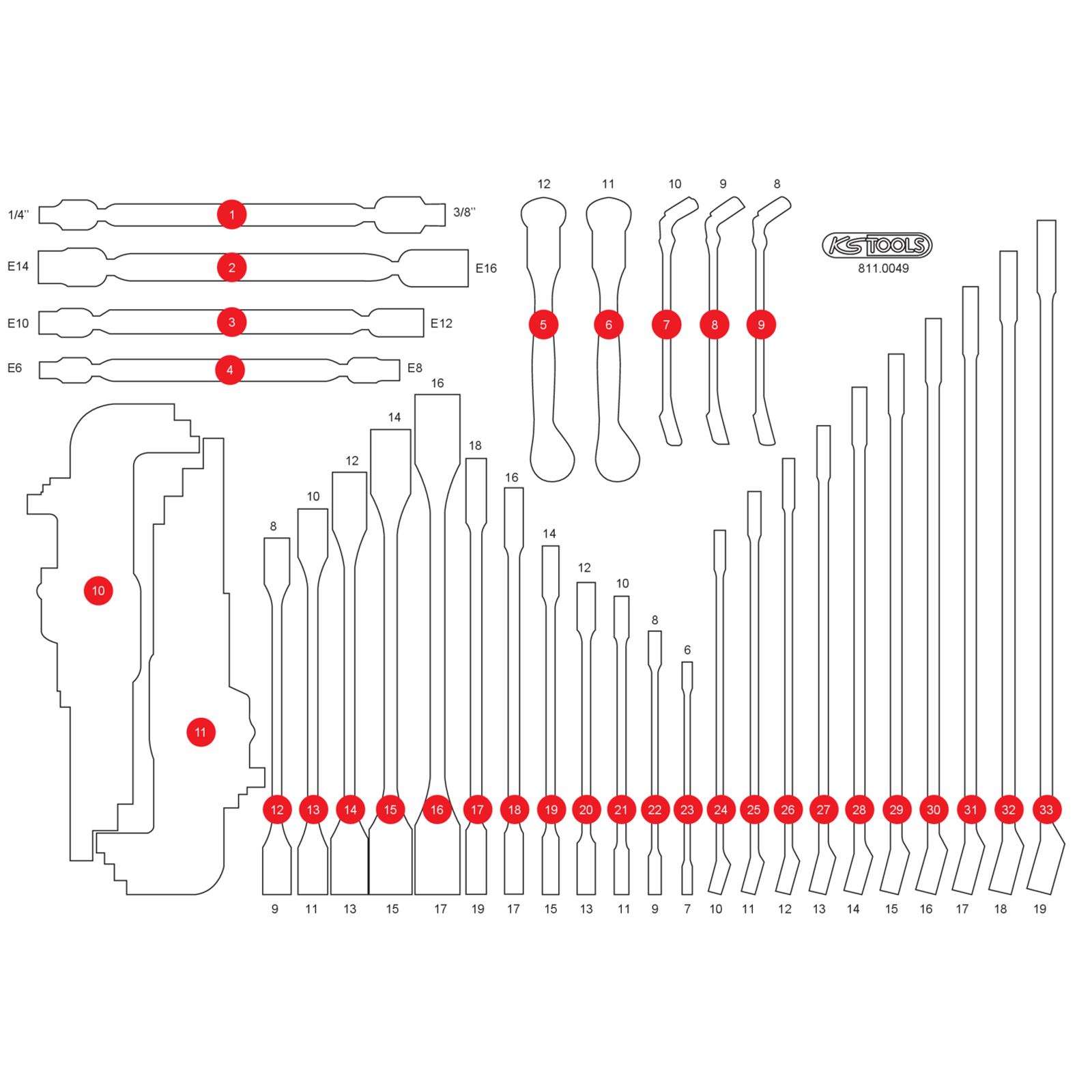 KS TOOLS leere Schaumstoffeinlage zu 811.0049 - 811.0049-97