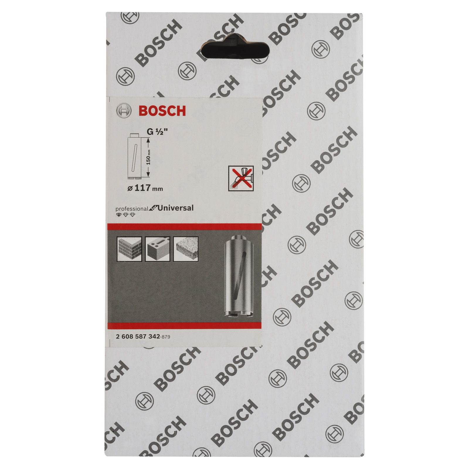 Bosch Diamanttrockenbohrkrone G 1/2 Standard for Universal 117 mm 150 mm 6 Segmente 7 mm - 2608587342