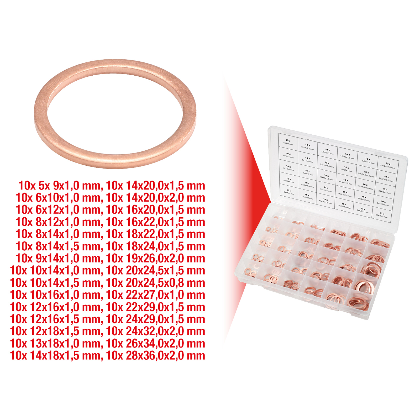 KS TOOLS Sortiment Kupfer-Dichtringe 5-28 300tlg. - 970.0140