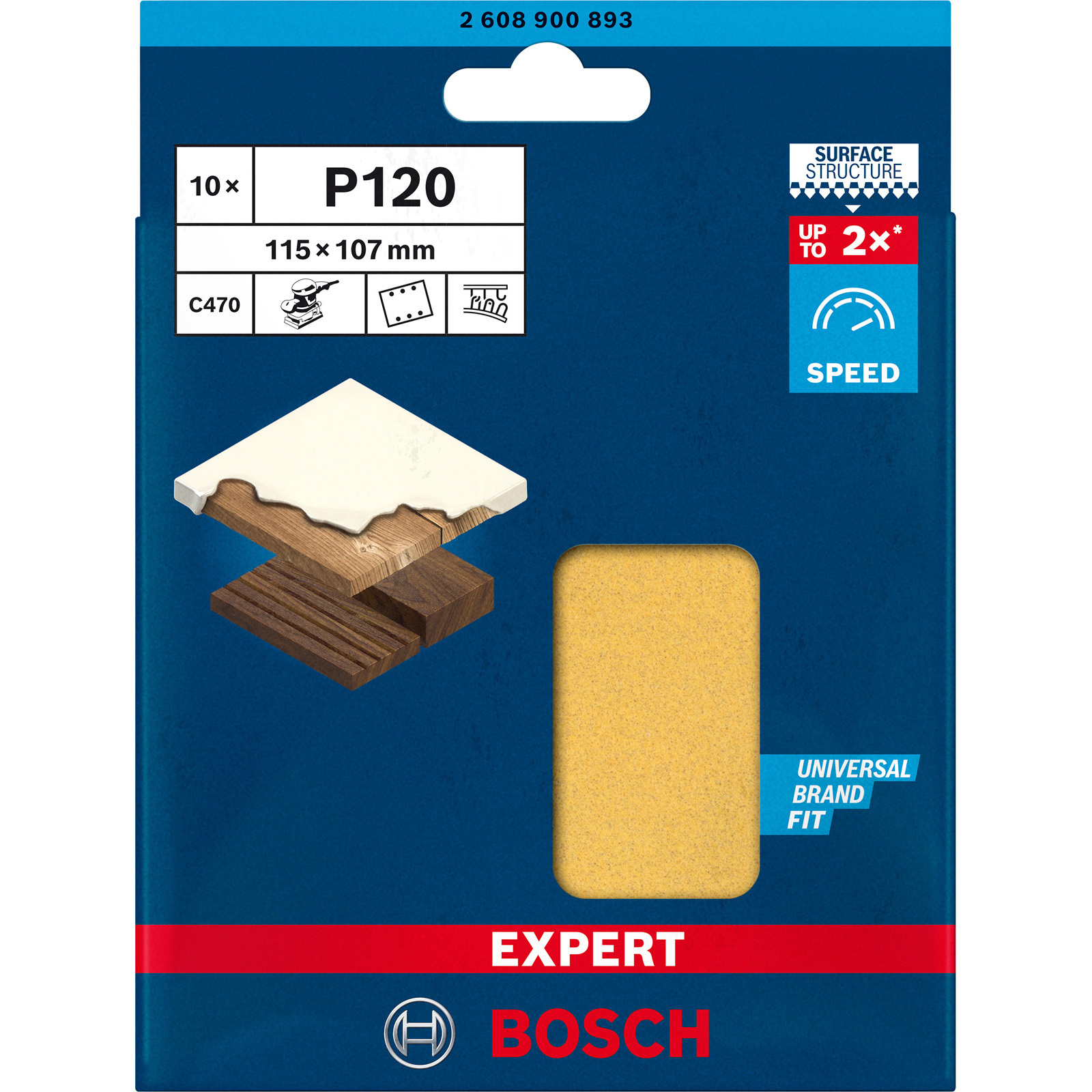 Bosch 10x Expert C470 Schleifpapier mit 6 Löchern für Schwingschleifer 115 x 107 mm G 120 - 2608900893