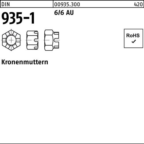 Kronenmutter DIN 935-1 M36 6/6 Automatenstahl 1 Stück