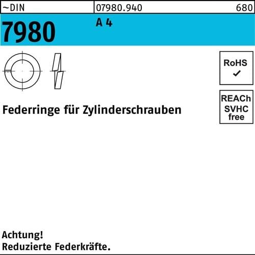 Federring DIN 7980 f.Zylinderschrauben 16 A 4 50 Stück