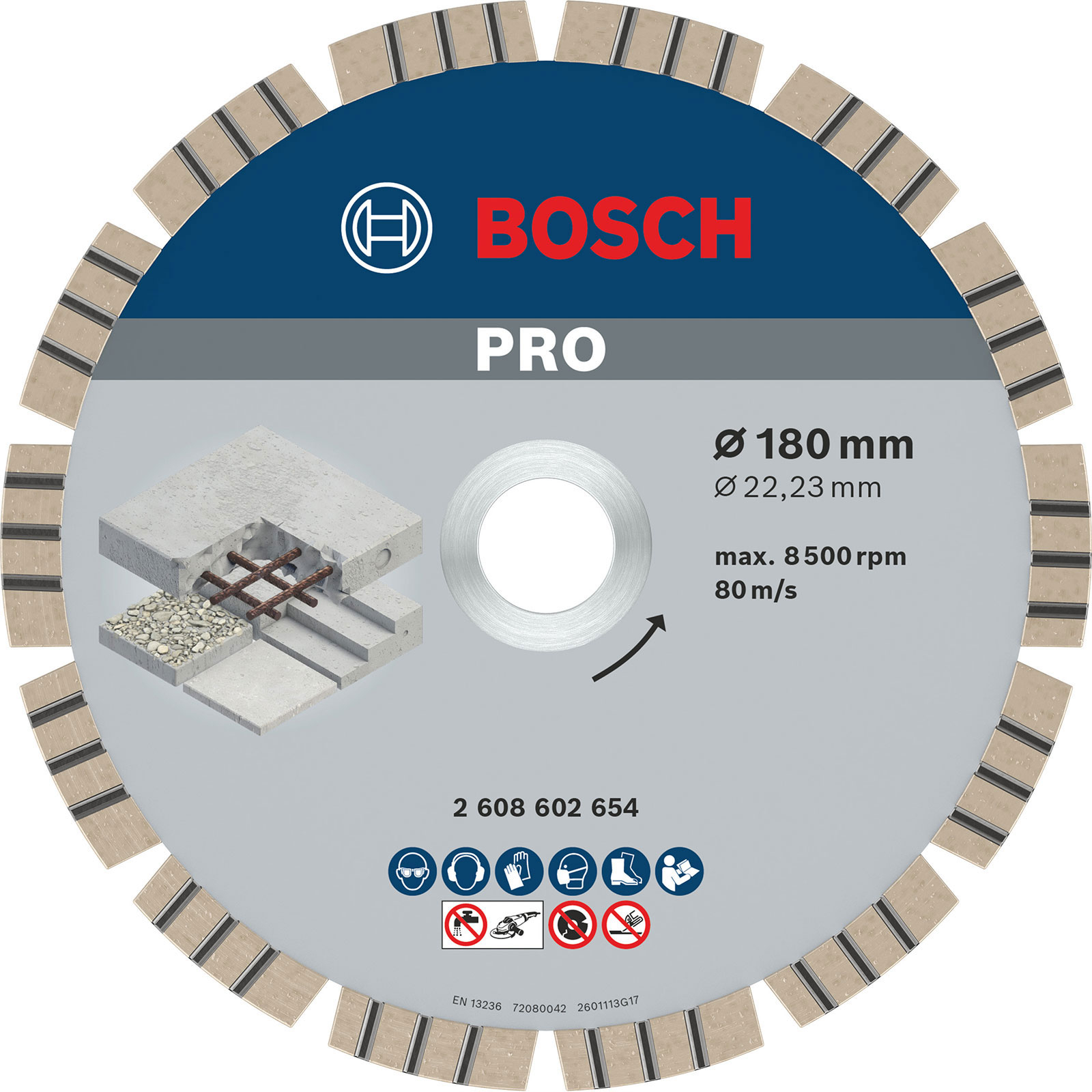 Bosch PRO Concrete Diamanttrennscheibe 180 x 22,23 mm - 2608602654