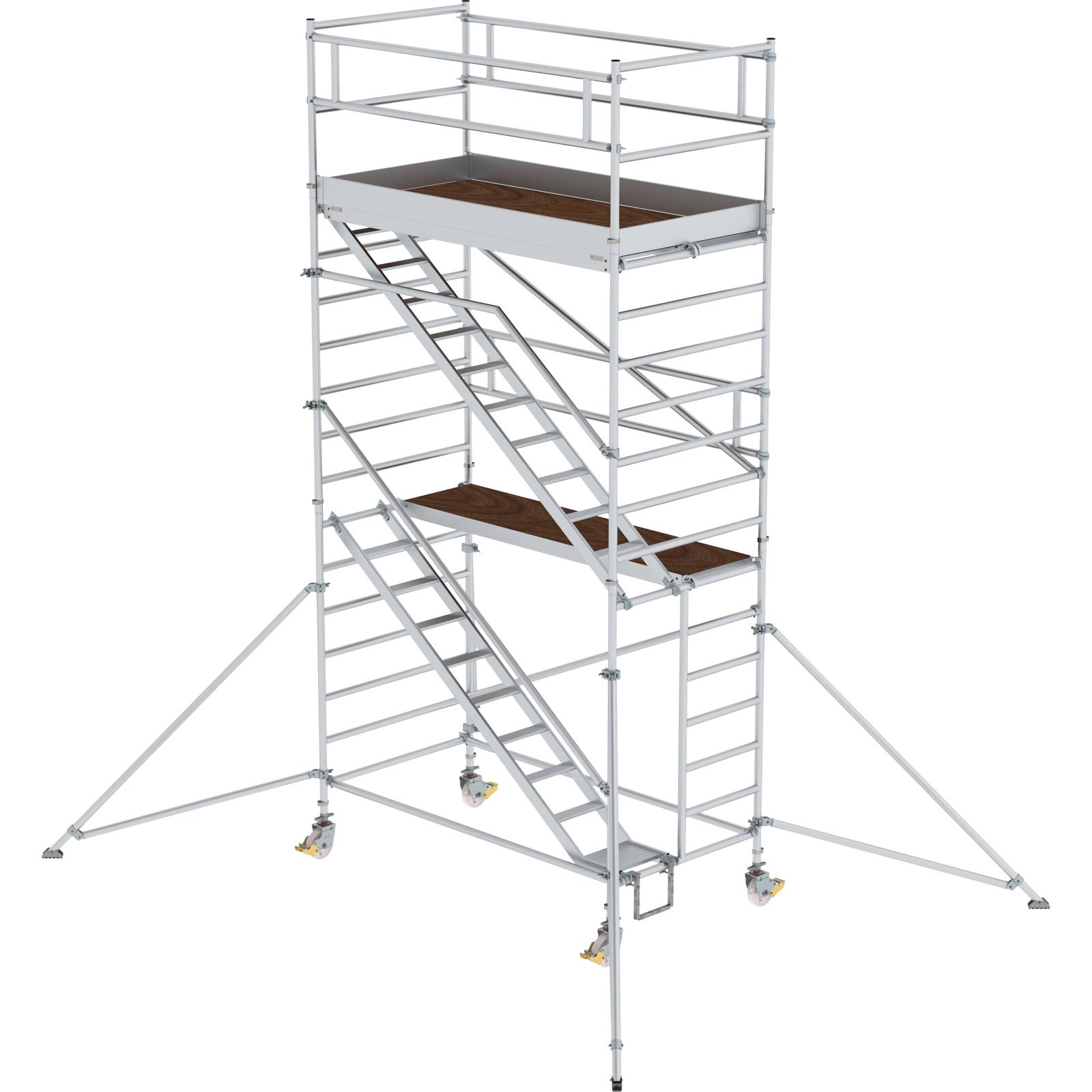 Günzburger Steigtechnik Rollgerüst 1,35 x 2,45 m mit Schrägaufstiegen & Ausleger Plattformhöhe 4,35 m - 167210