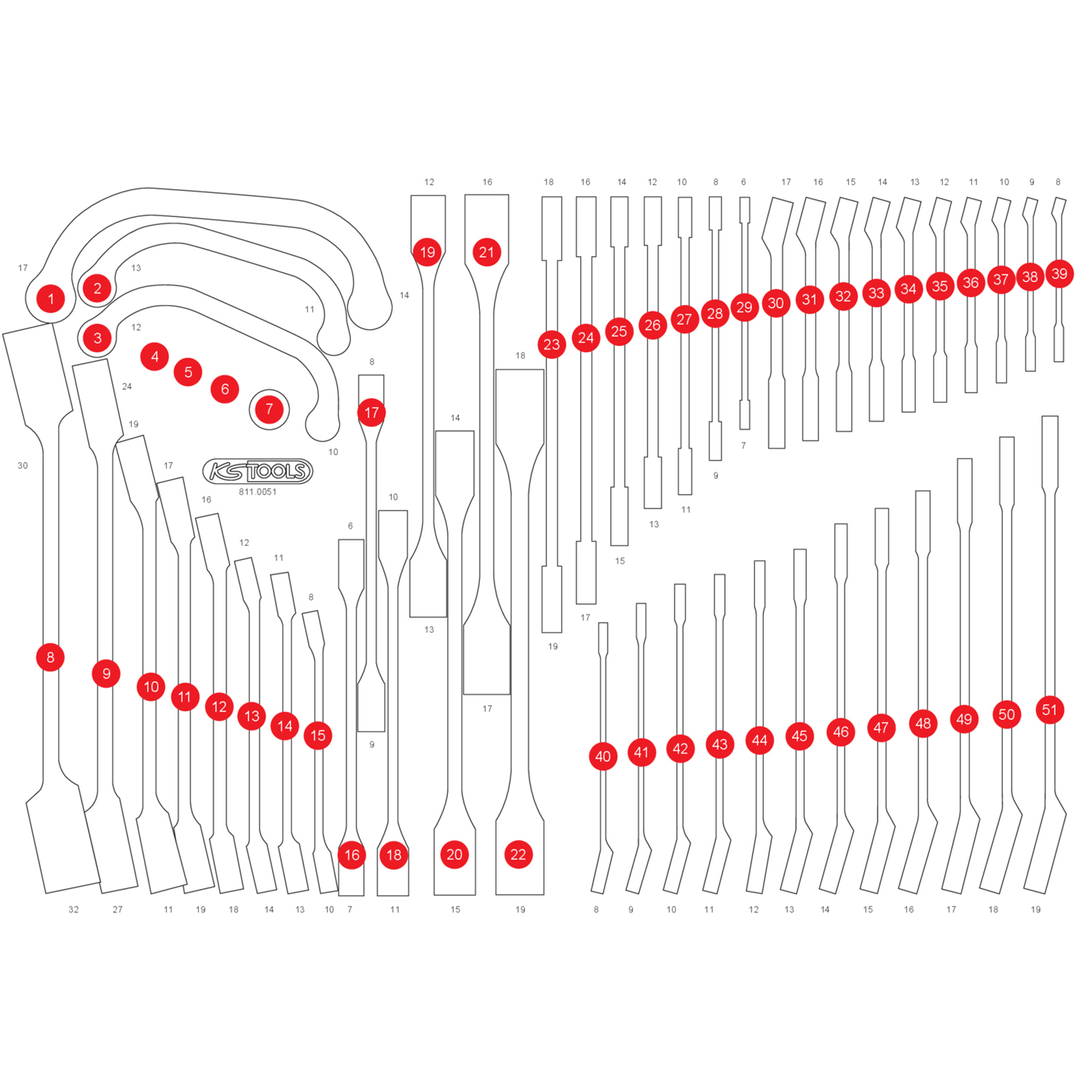 KS TOOLS leere Schaumstoffeinlage zu 811.0051 - 811.0051-97