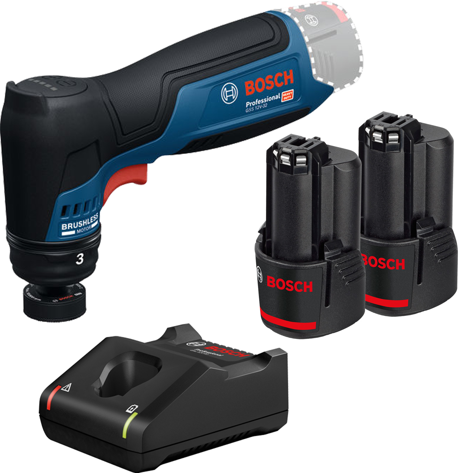 Bosch Akku-Schwingschleifer GSS 12V-32 / 2x 2,0 Ah + Ladegerät GAL 12V-40 - 06019L1000-1