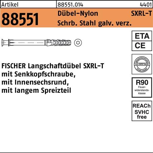 Langschaftdübel R 88551 SXRL 10x230 T Schr.Stahl verz./Dübel-Nylon 50St. FISCHER