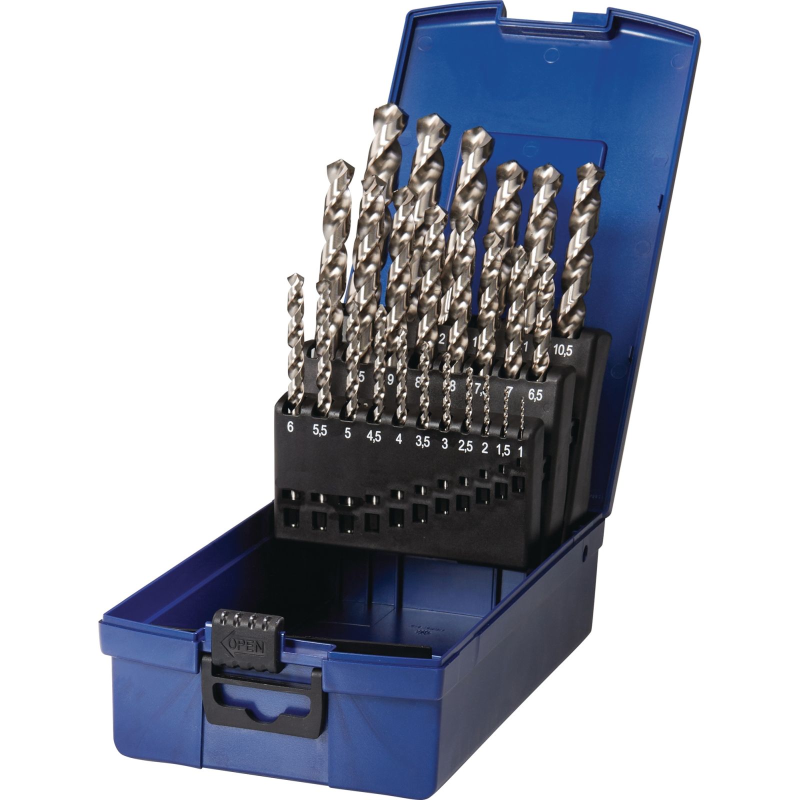 Spiralbohrersatz DIN 338 Typ UNI D.1-13x0,5mm HSS-Co 25-tlg.Ku.-Kass.TECWERK