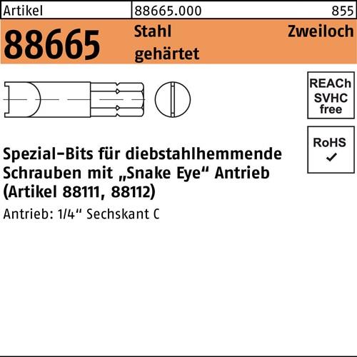 Bit R 88665 Zweiloch M3 Stahl gehärtet 1 Stück